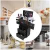 Purptarol Rolling Lockable Makeup Train Case, Large Capacity Cosmetic Trolley with Swivel Wheels Salon Barber Case Traveling Cart Trunk, with Hair Dryer Holder for Barber Stores view 2