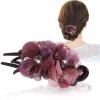 Duckbill Clip Hair Accessories Rose Flower Silk Yarn Fabric Hair Tie Hair Claw Ponytail Clip Headwear(green) view 3