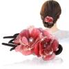 Duckbill Clip Hair Accessories Rose Flower Silk Yarn Fabric Hair Tie Hair Claw Ponytail Clip Headwear(green) view 4