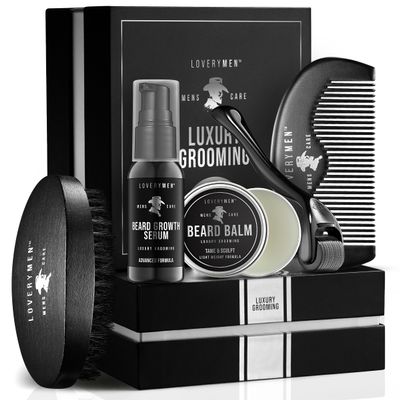Christmas Gifts for Men - Beard Growth Kit - Self Care Kit with Beard Serum, Beard Balm, Comb, Beard Brush & More  Mens Gifts for Him, Boyfriend, Husband, Dad - Enhanced Beard Kit - Birthday Gifts
