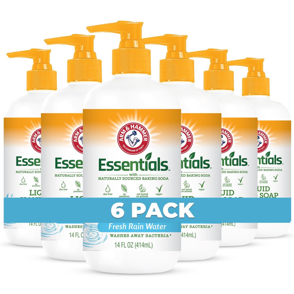 Arm & Hammer 6 Pack Liquid Hand Soap for Skin Cleaning - Cleanser for Kitchen & Bathroom with Fresh Rain Water Scent - Natural Hand Soap Cleanses, Softens 14 FL Oz (414ml)