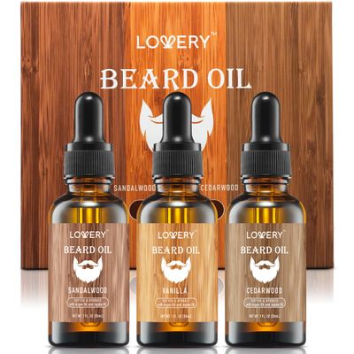 Beard Oil for Men Sandalwood, Vanilla & Cedarwood Natural Mens Beard Oil Kit with Argan & Jojoba Oil - Beard Softener & Deeply Moisturizer Adding a Natural Shine, Grooming Kit Beard Care for Him