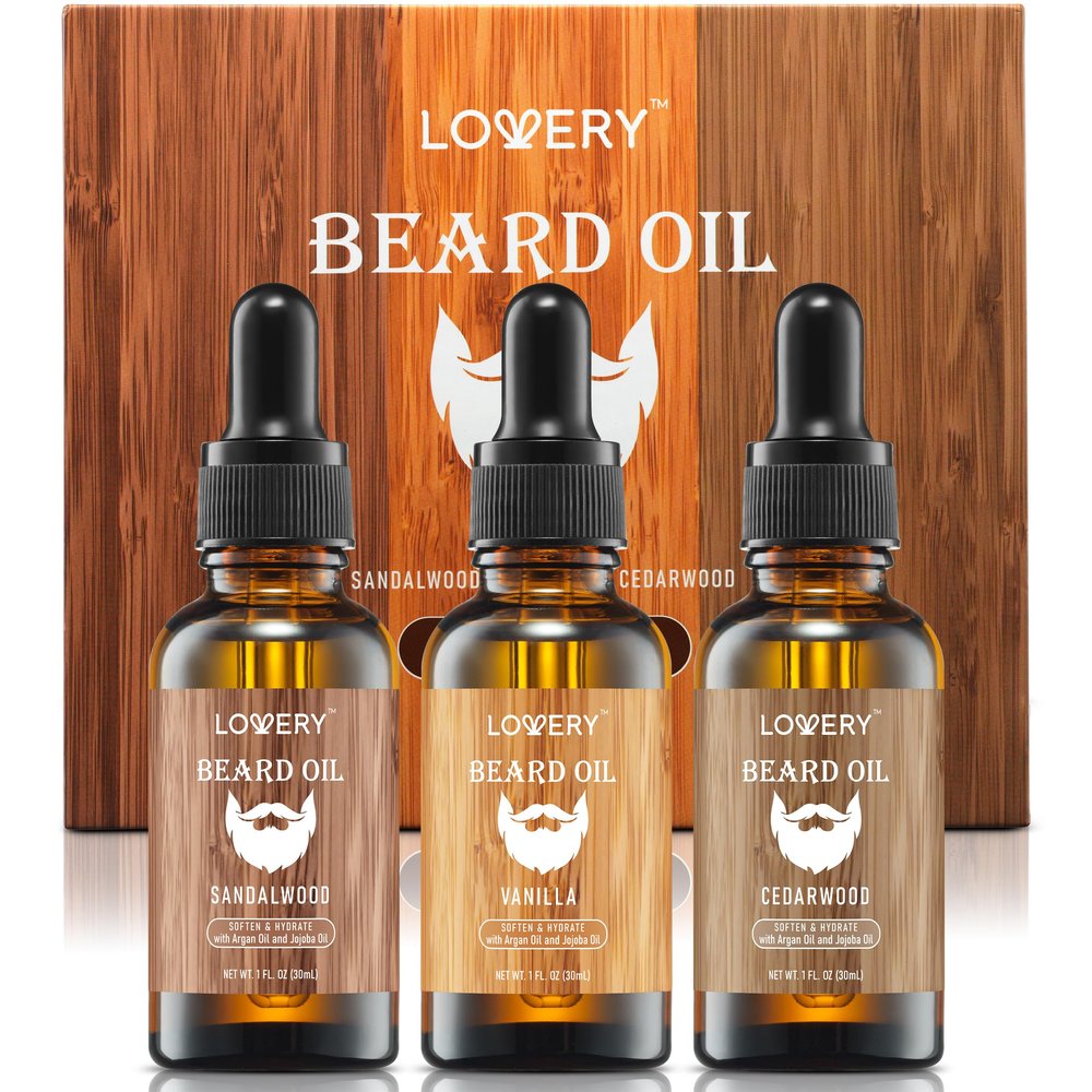 Beard Oil for Men Sandalwood, Vanilla & Cedarwood Natural Mens Beard Oil Kit with Argan & Jojoba Oil - Beard Softener & Deeply Moisturizer Adding a Natural Shine, Grooming Kit Beard Care for Him