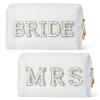 YONEEKSS 2 Pack Letter Makeup Bag Bride to be Patch Bling Pearl Rhinestone Patch Cosmetic Bag Travel Toiletry Bag for Wedding Bachelorette Party Bridesmaid Honeymoon for Women view 1