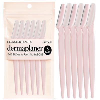 Kitsch Dermaplane Razor for Women Face Face Razors for Women & Men, Eyebrow Trimmer & Face Shaver Exfoliating Facial Razor & Skin Care Tool for Smoother Skin - Blush, 6 pcs