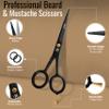 5 Professional Beard Mustache Scissors with 1 Beard Comb, 1 Mustache Comb and Travel Pouch - Perfect Beard Trimming Scissors for All Facial Hair Scissors - Grooming Scissors view 3