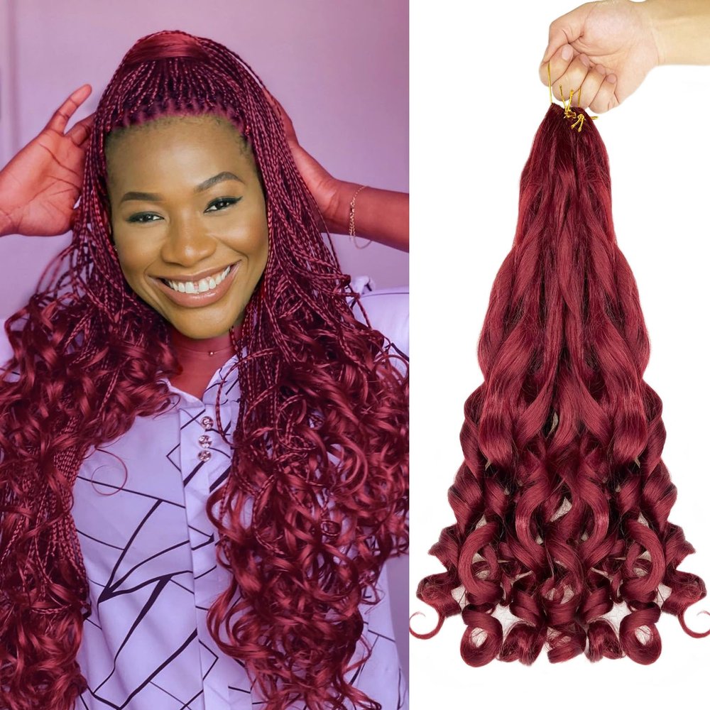 8 Packs French Braiding Hair - 18 Inch Loose Wave Spiral Crochet Hair for Black Women - Pre Stretched with Curly Ends, BUG#
