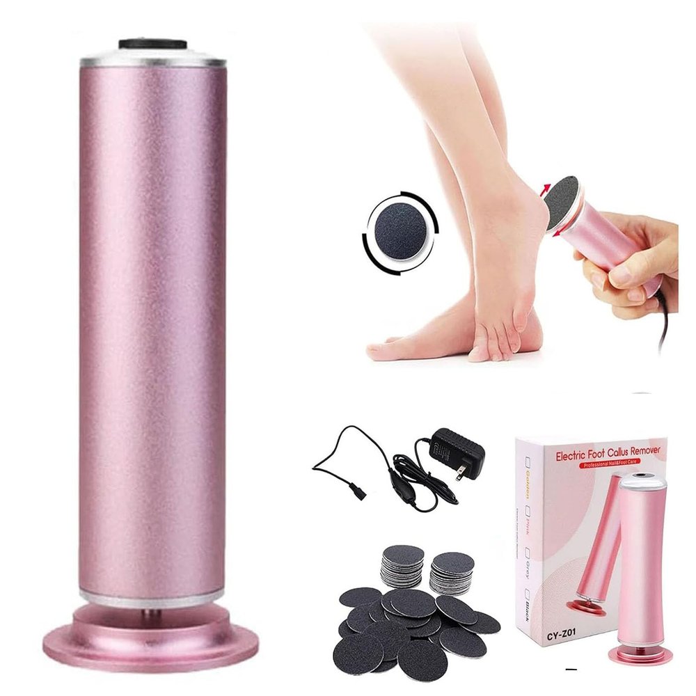 DermaveElectric Foot Callus Remover, Electric Foot File for Foot Callus Remover, DermaveBest Pedicure Tool, Foot Cleanser, Foot Scrubber for Dead Skin and Cracked Heels (Pink)