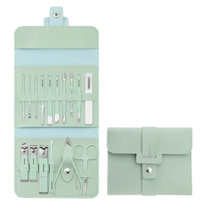 YHQCT 16 Pcs Stainless Steel Manicure Kit Household Color Nail Clippers Set Travel Portable Manicure Set Nail Tech Must Haves