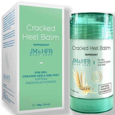 JM&HFB Cracked Heel Balm, 2.4 oz Stick - Quick-Absorb Moisturizer For Dry Cracked Feet - Refreshing Mint Scent (2.4 Ounce (Pack of 1))