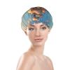 Octopus Ship Printed Waterproof Shower Cap for Women,Reusable Double layer Shower Caps with PEVA Lining view 3