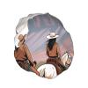 Cowboys Riding Horses Printed Waterproof Shower Cap for Women,Reusable Double layer Shower Caps with PEVA Lining view 2