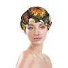 Different food Printed Waterproof Shower Cap for Women,Reusable Double layer Shower Caps with PEVA Lining view 3