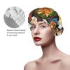 Different food Printed Waterproof Shower Cap for Women,Reusable Double layer Shower Caps with PEVA Lining view 4