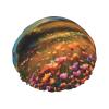 sunset flower field Printed Waterproof Shower Cap for Women,Reusable Double layer Shower Caps with PEVA Lining view 1
