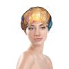 sunset flower field Printed Waterproof Shower Cap for Women,Reusable Double layer Shower Caps with PEVA Lining view 3