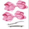 WEBB DIRECT2U Girls Set of Two 4" Solid Grosgrain Pigtail Hair Bows French Clip Barrettes Golden Yellow view 2