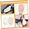 FOMIYES 1pair Exfoliating Gloves for Shower Soft Silk Bath Mitts for Gentle Skin Scrubbing for Body Cleaning and Spa Use Green and Pink Colors view 3
