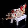 Europe and The United States Retro Crown Rhinestone Wedding Queen Gold Big Crown Wedding Tiara, Banquet, Wedding, Party Performance,Best Choice(Red) view 3