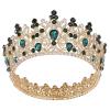 STBTOO Tiaras and Crowns for Women, Baroque Round Royal Queen King Crystal Crowns Diadem Banquet Tiaras Prom Pageant Party Wedding Costume Hair Jewelry (Color : H170 Gold Blue)(Green) view 1
