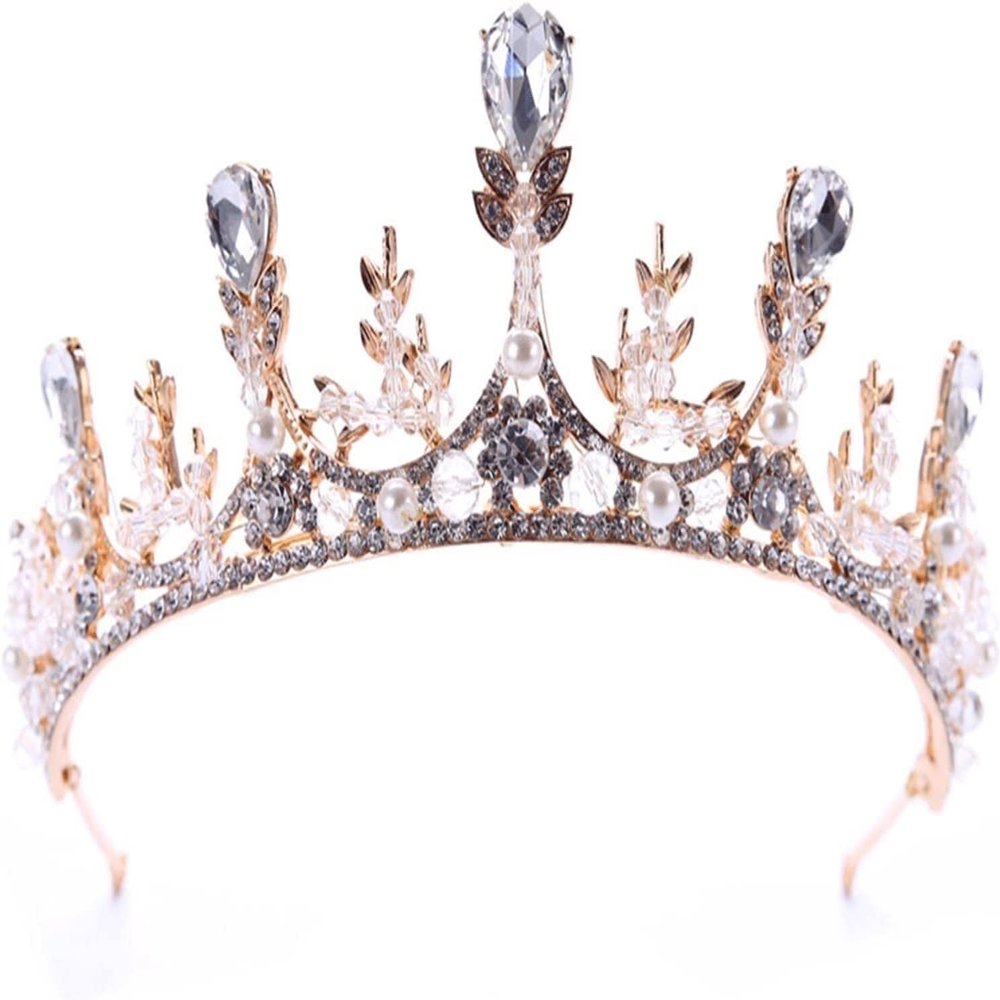 STBTOO Crystal Princess Crown Rhinestone Bridal Tiara Birthday Queen Crown, Rhinestone Crystal Beads Bridal Tiara Crown for Proms, Parties,Most Ideal Choice
