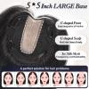 starluck 5x5 inch Lage Silk Base 14 Inch Real Human Hair Toppers for Women,60 Gram High volume, 100% Real Human Hair Toppers for Women with thinning hair hair lossBlack, no Bangs view 2