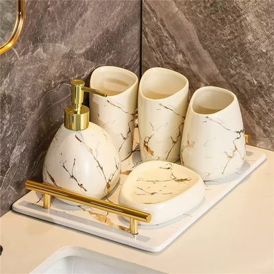 MAKEJ Bathroom Five-Piece Toiletry Set Pieces Brushing Teeth Mouthwash Cup Bathroom Sink Decoration