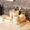 MAKEJ Bathroom Five-Piece Toiletry Set Pieces Brushing Teeth Mouthwash Cup Bathroom Sink Decoration view 2