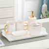 MAKEJ Bathroom Five-Piece Set Couple Brushing Teeth Mouthwash Cup Ceramic Wedding Gift view 1