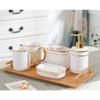 MAKEJ Bathroom Five-Piece Set Couple Brushing Teeth Mouthwash Cup Ceramic Wedding Gift view 4