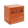 Makeup Storage Box Retro Wood Makeup Organizer with Mirror and 2 Drawers, Large Cosmetic Skincare Brush Holder Display Storage Box Cabinet, Bathroom Dresser Desk Office Storage Organizer Cosmetic Stor view 1