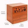 Makeup Storage Box Retro Wood Makeup Organizer with Mirror and 2 Drawers, Large Cosmetic Skincare Brush Holder Display Storage Box Cabinet, Bathroom Dresser Desk Office Storage Organizer Cosmetic Stor view 2