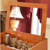 Makeup Storage Box Retro Wood Makeup Organizer with Mirror and 2 Drawers, Large Cosmetic Skincare Brush Holder Display Storage Box Cabinet, Bathroom Dresser Desk Office Storage Organizer Cosmetic Stor view 4