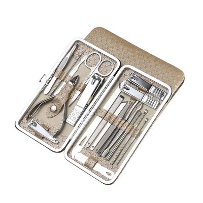 yinxx240708 Nail Clippers Kit 19Pcs/Set Manicure Kit Nail Clippers Set Stainless Steel Professional Grooming Kits Nail Care Tools with Luxurious Travel Case Pedicure Tools for Feet(Gold)