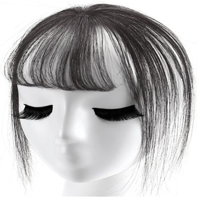 YAIRYANGTZE Clip in Hair Piece Straight Thin Hair Topper 3D Mini Bangs for Women (Off Black)