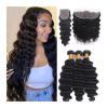 Hair Extensions Loose Deep Wave Bundles with Closure 10-40inch Brazilian Human Hair Extension Free Part Curly Weave 3 4 Bundles with Lace Closure Natural Color human hair bundles(13" x 4",26 26 26with view 1