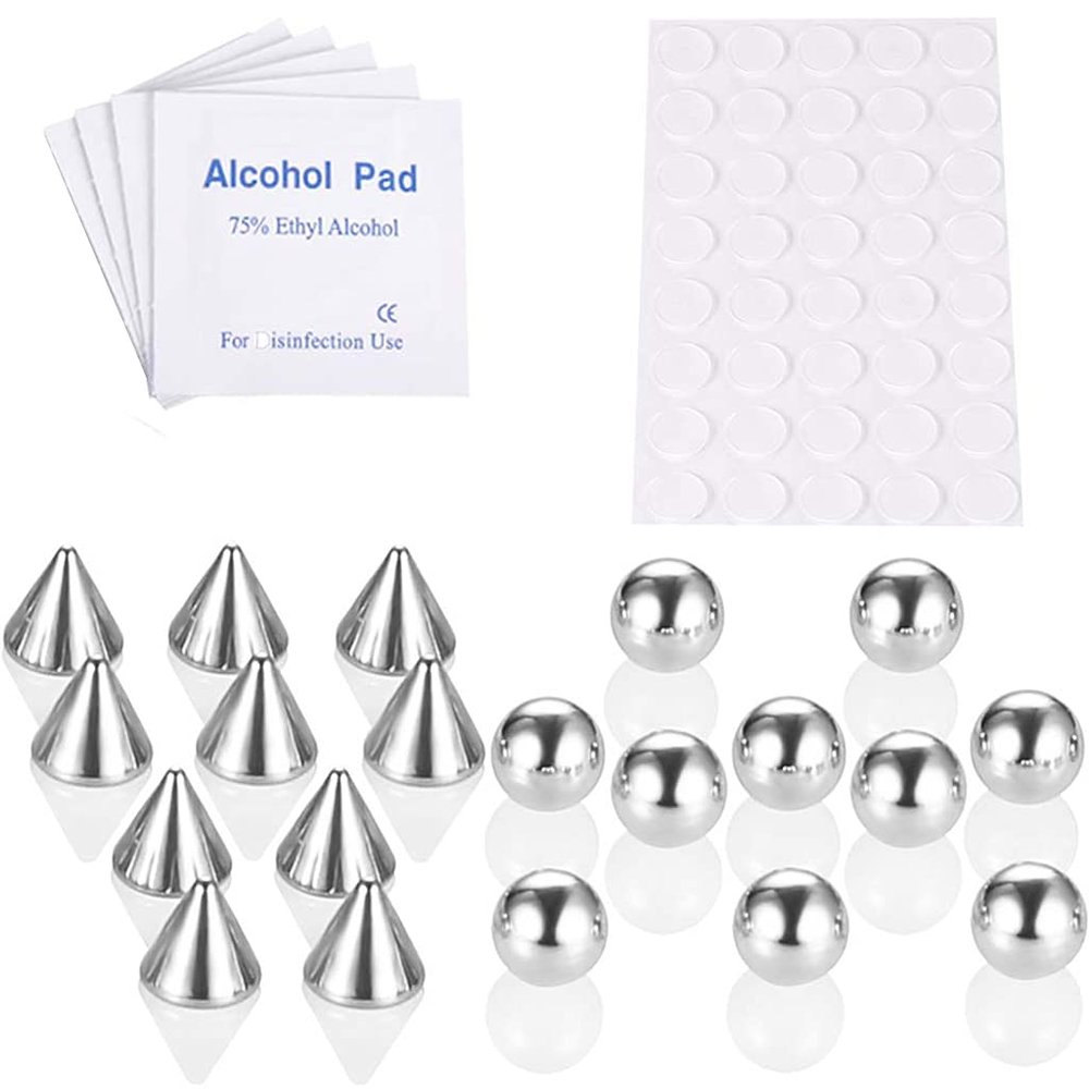 BOGEEL Stainless Steel Fake Piercing Stud Set Fake Nose Stud Eyebrow Lip Piercing Piercied Earring Stud with Sticker Wipes Kit
