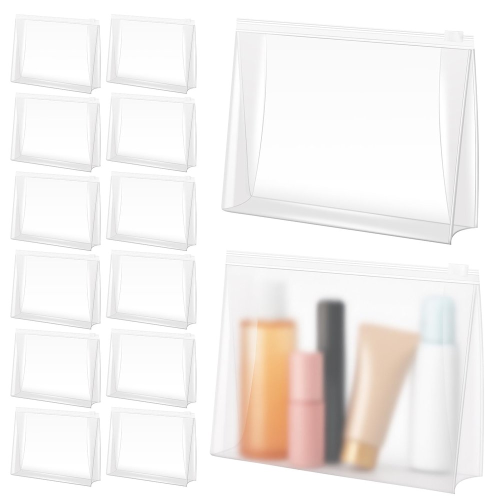 80 Pack Mini Clear Makeup Bag Organizer Pouches Cosmetic Zipper Pouch Small Travel Pouches for Toiletries Transparent EVA Reusable Wash Bags Bulk Water-resistant Plastic Clear Gift Bags, Frosted, 5.9