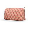 Cotton Hand Block Floral Print Toiletry Bag For Women Make Up Cosmetic Bag Jewelry Organizer Kit Storage Bag Case Travel Accessories Essentials Toiletries Purse Open Pouch, Orange (9.25"x 6.88"x 4.5") view 1
