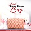 Cotton Hand Block Floral Print Toiletry Bag For Women Make Up Cosmetic Bag Jewelry Organizer Kit Storage Bag Case Travel Accessories Essentials Toiletries Purse Open Pouch, Orange (9.25"x 6.88"x 4.5") view 2