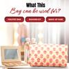 Cotton Hand Block Floral Print Toiletry Bag For Women Make Up Cosmetic Bag Jewelry Organizer Kit Storage Bag Case Travel Accessories Essentials Toiletries Purse Open Pouch, Orange (9.25"x 6.88"x 4.5") view 4