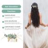Garneck Bridal Headpiece Green Crystal Hair Comb Wedding Accessories Women Rhinestone Emerald Green Hair Clips Girls Gold Leaves Hair Pins Headress For Party Bride Prom Engagement view 2