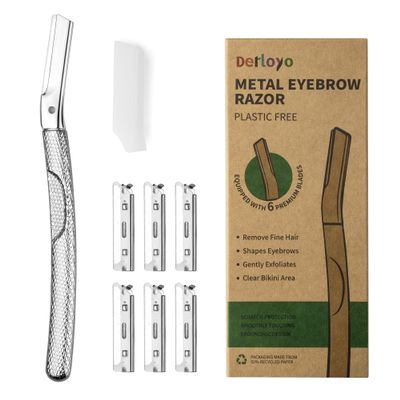 Dermaplaning Tool for Face, Eyebrow Razor, Eyebrow Shaping, Eyebrow Hair Trimmer and Shaver with Protective Cover, Facial Hair Remover for Women, Hair Removal and Exfoliation (Silver)