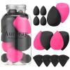 14 Pcs Makeup Sponges,Beauty Sponges Blender with 4 Pcs Powder Puff and 4 Pcs Mini Make up Sponges Valentine's Day Gift,Mother's Day Gift for Women Liquid,Foundation,Powder,Concealer(Black,Hot pink) view 1
