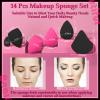 14 Pcs Makeup Sponges,Beauty Sponges Blender with 4 Pcs Powder Puff and 4 Pcs Mini Make up Sponges Valentine's Day Gift,Mother's Day Gift for Women Liquid,Foundation,Powder,Concealer(Black,Hot pink) view 3