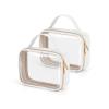 Wedama TSA Approved Toiletry Bag, 2 Pack Clear Makeup Bags with Handles, Quart Size PVC Clear Cosmetic Bags for Women and Men, Carry on Airport Airline Compliant Bag, White view 1