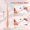 EROWZOLA Eyebrow Razor for Women and Men, Face Razors for Women, Dermaplane Razor with Protective Silicone Cover, Reusable Metal Handle with 6 Refill Blades, Skin Care Tool - Rose Gold view 2