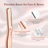 EROWZOLA Eyebrow Razor for Women and Men, Face Razors for Women, Dermaplane Razor with Protective Silicone Cover, Reusable Metal Handle with 6 Refill Blades, Skin Care Tool - Rose Gold view 4