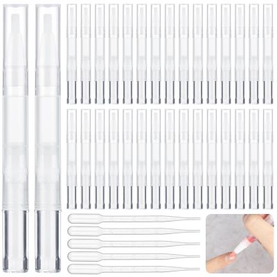 Empty Nail Oil Pens, Lip Gloss Containers, And Eyelash Growth Liquid Tubes, 50 Pieces 3 Ml With 5 Droppers, Transparent Twist Pens With Brush Tips