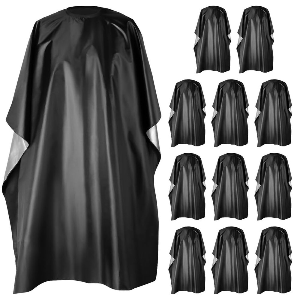 57 X 47 Inches Waterproof Barber Cape, 12 Pcs Shampoo Capes With Closure Buttons Snaps, Large Hair Haircut Client Cape Cutting Salon Barber Apron For Men Women